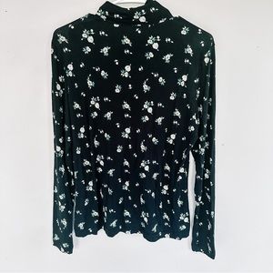 H&M floral black turtleneck long sleeve shirt large